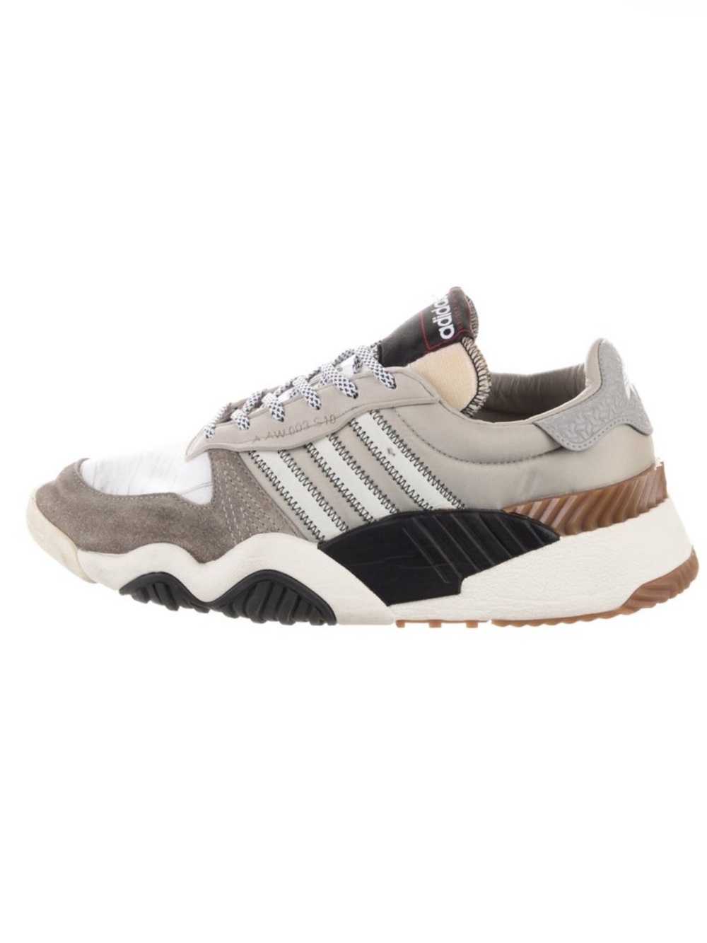 adidas Grey, White and Brown Mixed-Material Trainer